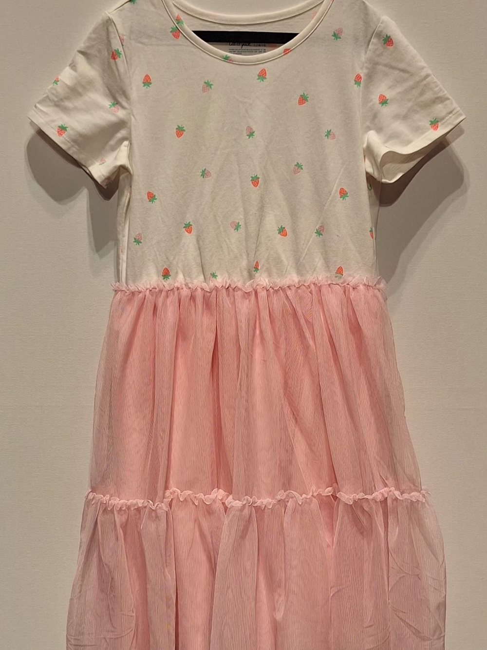 Cat & Jack White and Pink Strawberry Tiered Dress